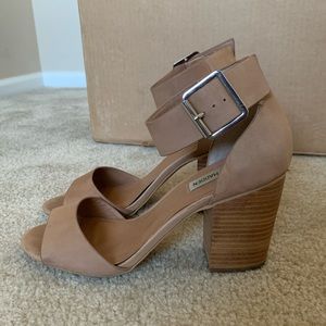 Steve Madden nude suede block heels